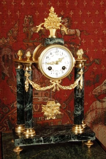 **** Sold **** Marble and Ormolu Portico Boudoir Clock ~ French - Circa 1890 ~
